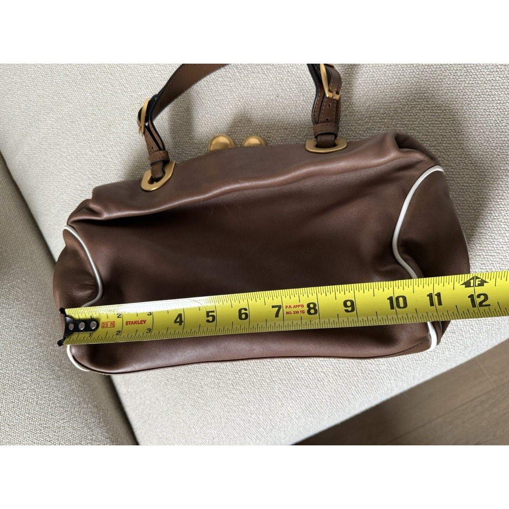 Marni Leather Kisslock bag Purse Brown Leather Vintage Rare Y2K Shoulder Luxury - Picture 9 of 12